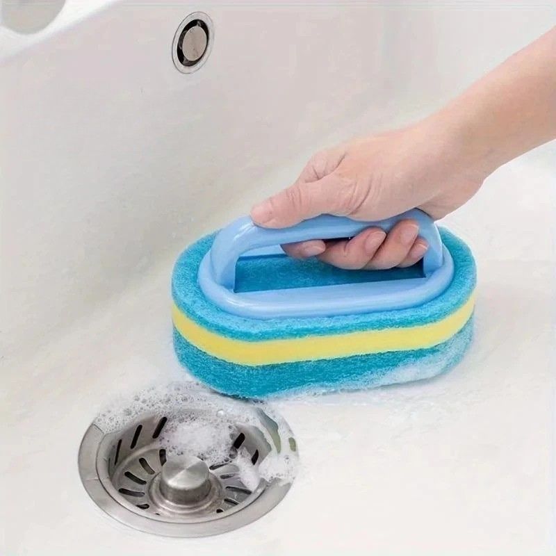 Brosse éponge avec poignée pour nettoyer carrelage cuisine et salle de bain