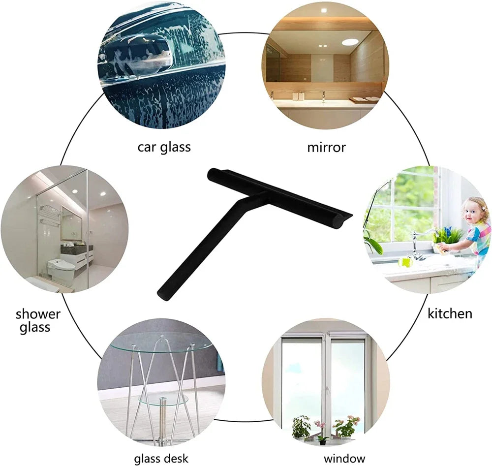 Raclette de nettoyage de verre avec support pour douche et miroir