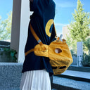 Sac de Transport pour Chat en Toile Respirante - Forme de Cœur - Jaune - Plumzi