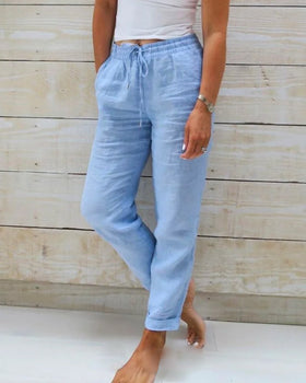 Pantalon chic léger avec ceinture élastique pour un confort stylé