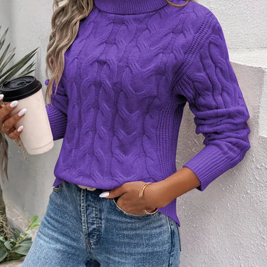 Pull à torsades classiques col roulé idéal pour la saison hivernale