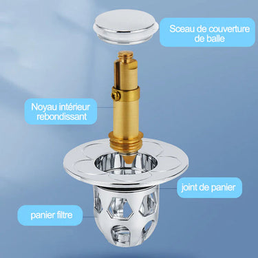 Bouchon Universel de Vidange pour Lavabo - Argent - Plumzi