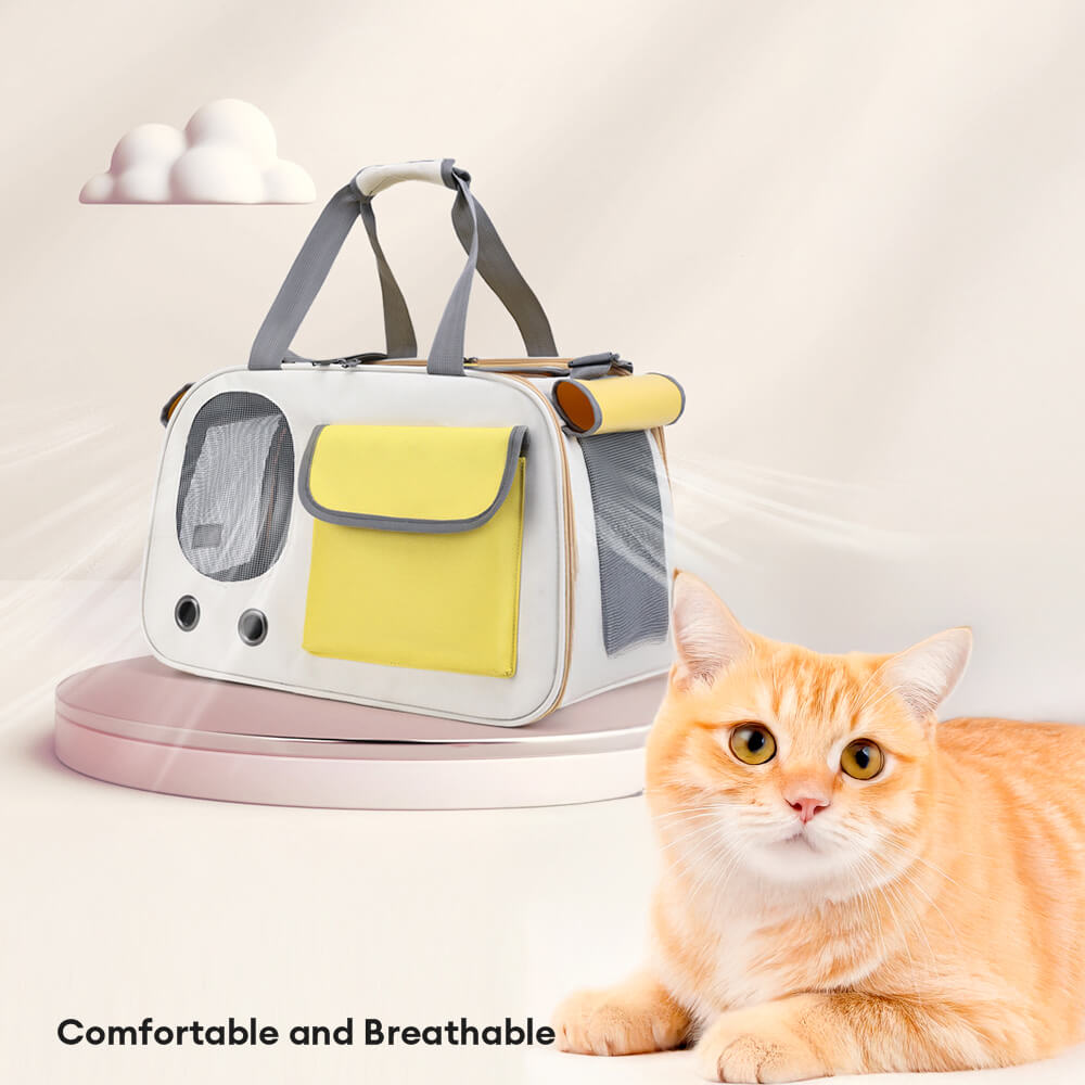 Sac de Transport pour Chat avec Poignée Confortable et Poche Latérale