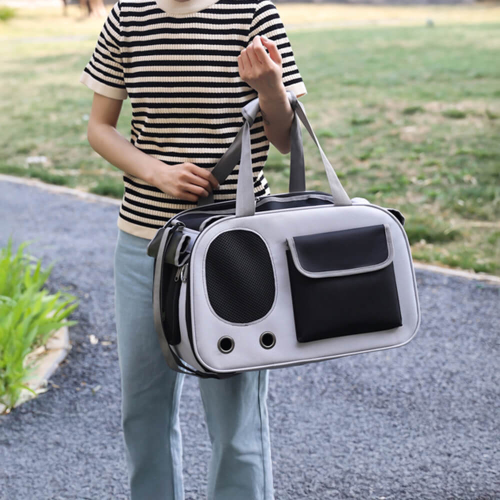 Sac de Transport pour Chat avec Poignée Confortable et Poche Latérale