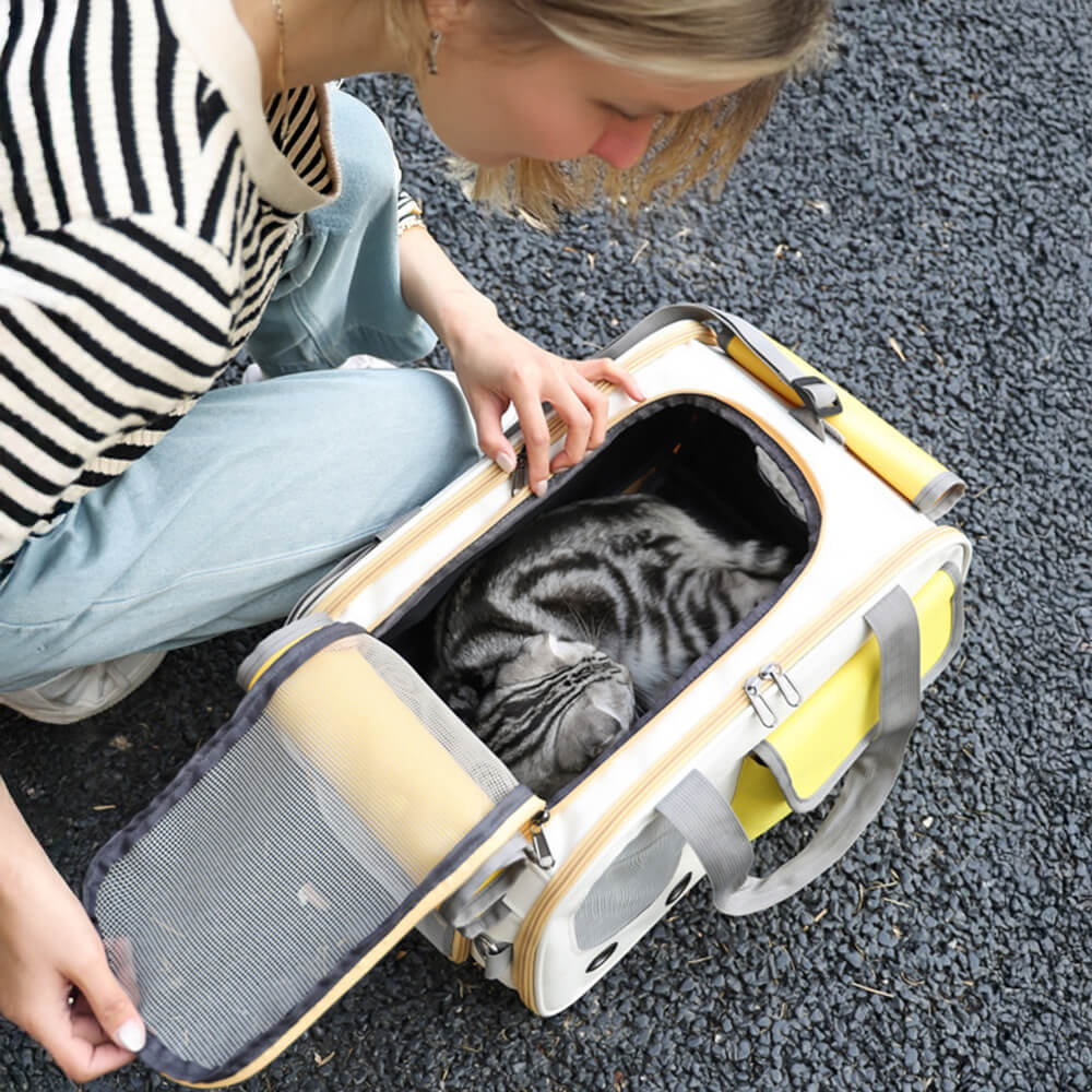 Sac de Transport pour Chat avec Poignée Confortable et Poche Latérale