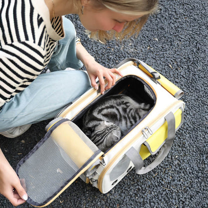 Sac de Transport pour Chat avec Poignée Confortable et Poche Latérale