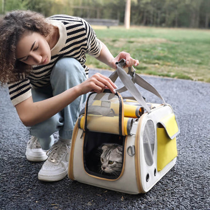 Sac de Transport pour Chat avec Poignée Confortable et Poche Latérale