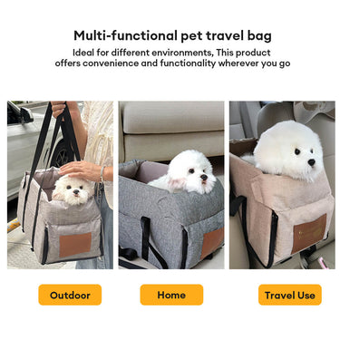 Lit de Voiture pour Chats et Chiens avec Siège Détachable et Antidérapant - Gris / Moyen - Plumzi