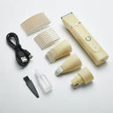 Kit de Tondeuse pour Chien 4-en-1 Sans Fil Premium – Silencieux et Étanche - Beige - Plumzi