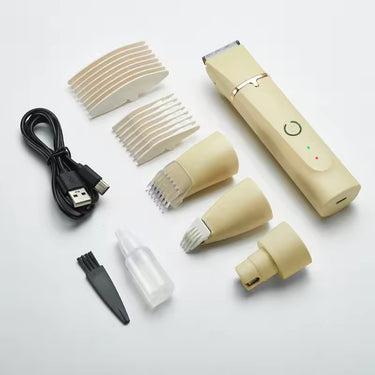 Kit de Tondeuse pour Chien 4-en-1 Sans Fil Premium – Silencieux et Étanche - Beige - Plumzi
