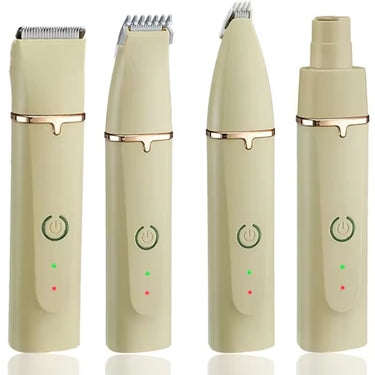Kit de Tondeuse pour Chien 4-en-1 Sans Fil Premium – Silencieux et Étanche - Blanc - Plumzi
