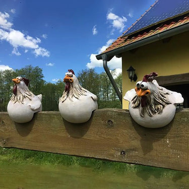 Statues amusantes en résine pour clôture de poules jardin et ferme - A+B+C - Plumzi