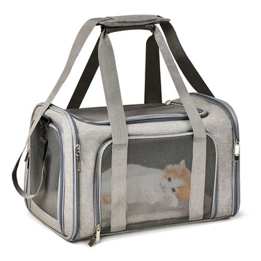 Sac de Transport Latéral Souple pour Chien et Chat - Approuvé Aéroport - GRIS / L (50x34x34cm) - Plumzi