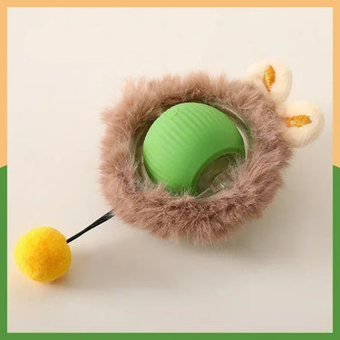 Balle roulante interactive pour chat - Vert - Balle avec peluche - Plumzi