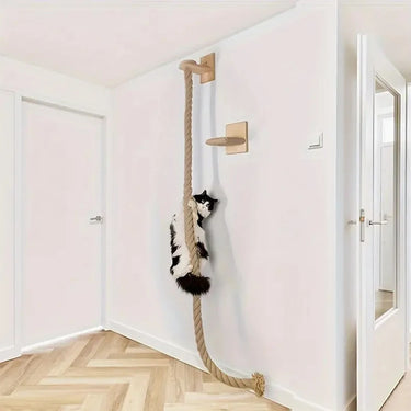 Corde d'escalade murale pour chat avec pédales en bois massif
