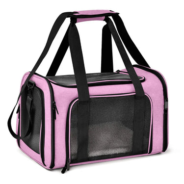 Sac de Transport Latéral Souple pour Chien et Chat - Approuvé Aéroport - Rose / L (50x34x34cm) - Plumzi