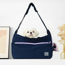 Sac à bandoulière pour animaux de compagnie - Pratique et Élégant - Bleu marine / M - Plumzi
