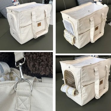 Sac à main portable pour chat et chien - Confort et sécurité - Beige - Plumzi