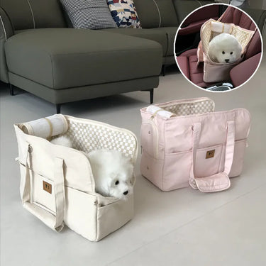 Sac à main portable pour chat et chien - Confort et sécurité - Beige - Plumzi