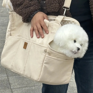 Sac à main portable pour chat et chien - Confort et sécurité - Beige - Plumzi