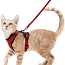 Harnais et laisse pour chat doux et réglable pour marche et ballade - Rouge - Plumzi