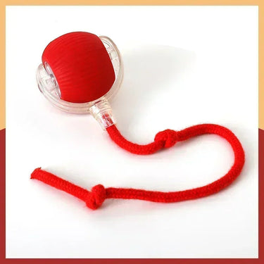 Balle roulante interactive pour chat - Rouge - Balle avec corde - Plumzi