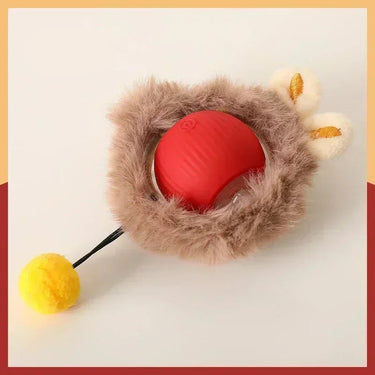 Balle roulante interactive pour chat - Rouge - Balle avec peluche - Plumzi