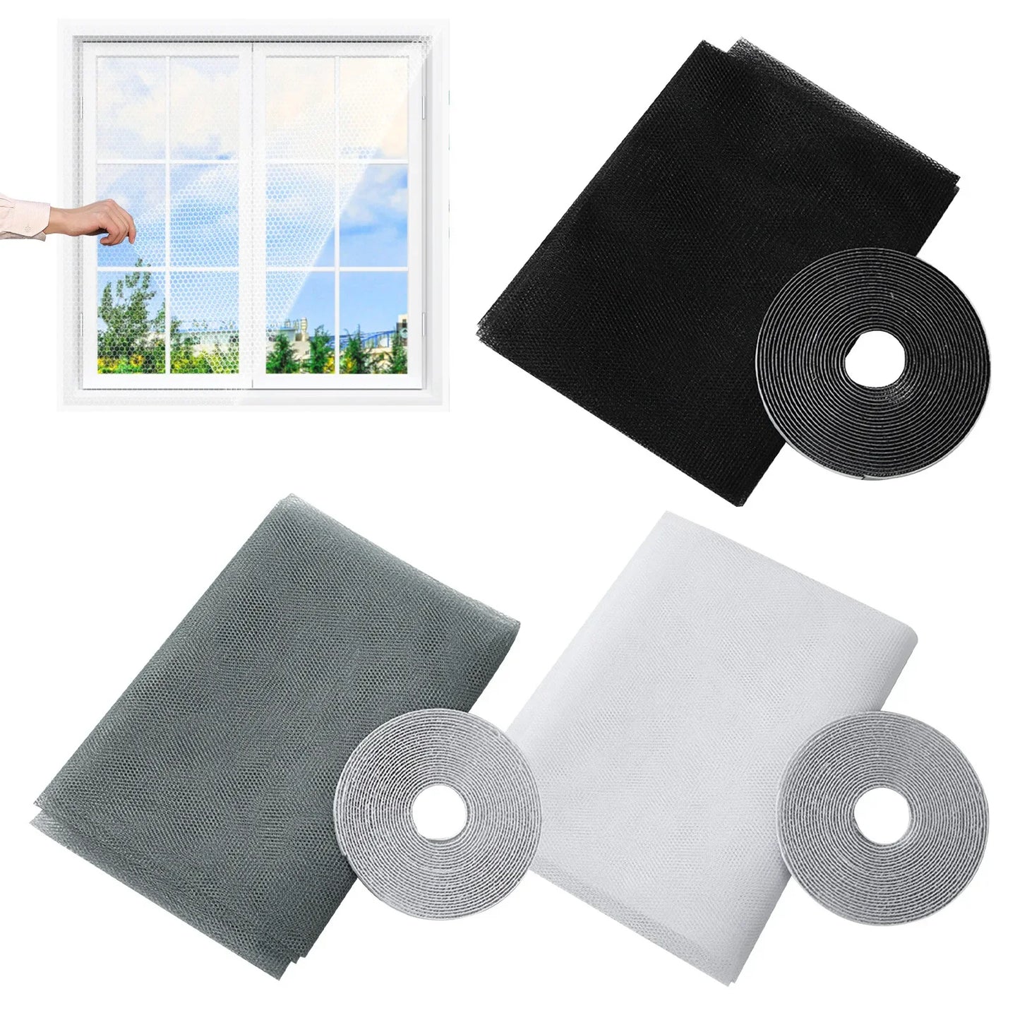 Moustiquaire auto-adhésive pour fenêtres contre les insectes et mouches - Noir / L-1.5x2.0m - Plumzi