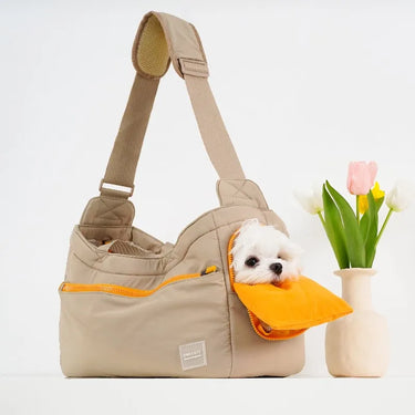 Sac à bandoulière pour animaux de compagnie - Pratique et Élégant - Khaki / M - Plumzi