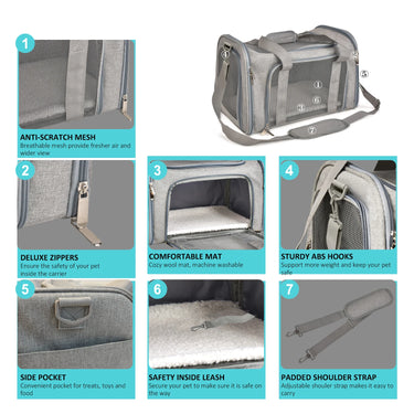 Sac de Transport Latéral Souple pour Chien et Chat - Approuvé Aéroport - Rose / L (50x34x34cm) - Plumzi