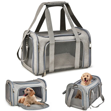 Sac de Transport Latéral Souple pour Chien et Chat - Approuvé Aéroport - Rose / L (50x34x34cm) - Plumzi