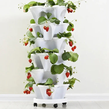 Pot en tour de fleur vertical empilable - Lot de 3 - Blanc - Plumzi