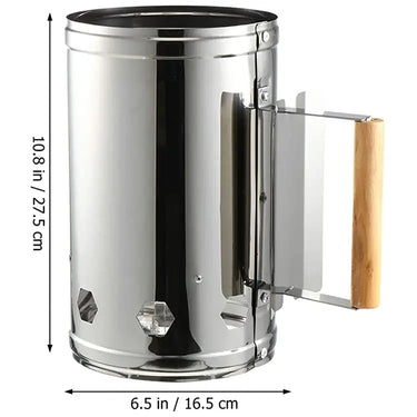 Cheminée d'allumage rapide pour barbecue avec Poignée de Sécurité en Bois - Noir - Plumzi
