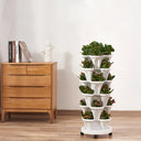 Pot en tour de fleur vertical empilable - Lot de 3 - Blanc - Plumzi