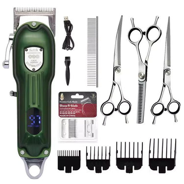 Kit de toilettage pour chiens avec tondeuse, ciseaux et accessoires - Vert / Kit complet - Plumzi