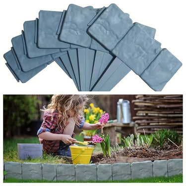 Clôture Élégante en Pierre Artificielle pour Jardin - 10 Clôtures / Gris - Plumzi