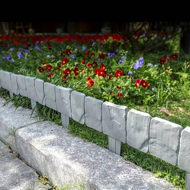 Clôture Élégante en Pierre Artificielle pour Jardin - 10 Clôtures / Blanc - Plumzi