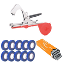Machine d'Attache pour Plantes - Avec Agrafes et Rouleaux - Rouge / Machine + Agrafes et 10 Rouleaux Bleus de Bandes Offerts - Plumzi